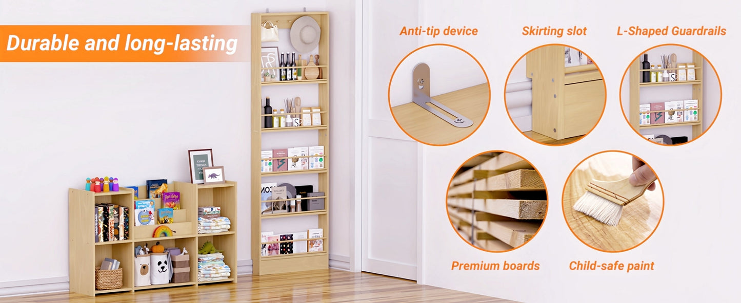 72-Inch Slim Freestanding Storage Shelf | Multi-Tier Kitchen & Living Room Organizer, Space-Saving Narrow Shelving Unit with Anti-Tip Design