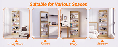 72-Inch Slim Freestanding Storage Shelf | Multi-Tier Kitchen & Living Room Organizer, Space-Saving Narrow Shelving Unit with Anti-Tip Design
