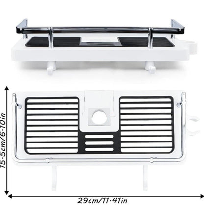 No-Drill Shower Pole Bathroom Shelf | Detachable Shower Organizer with 2 Hooks for Shampoo, Body Wash, and Bathroom Essentials