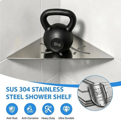 304 Stainless Steel Built-In Bathroom Corner Shelf | 90° Shower Corner Organizer, 2mm Thick Rust-Resistant Shampoo Storage Shelf