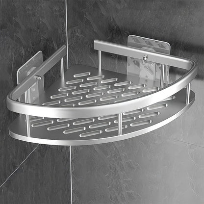 No-Drill Aluminum Bathroom Corner Shelf | Strong Adhesive Shower Corner Organizer, 22LB Capacity Shelf for Shampoo & Body Wash