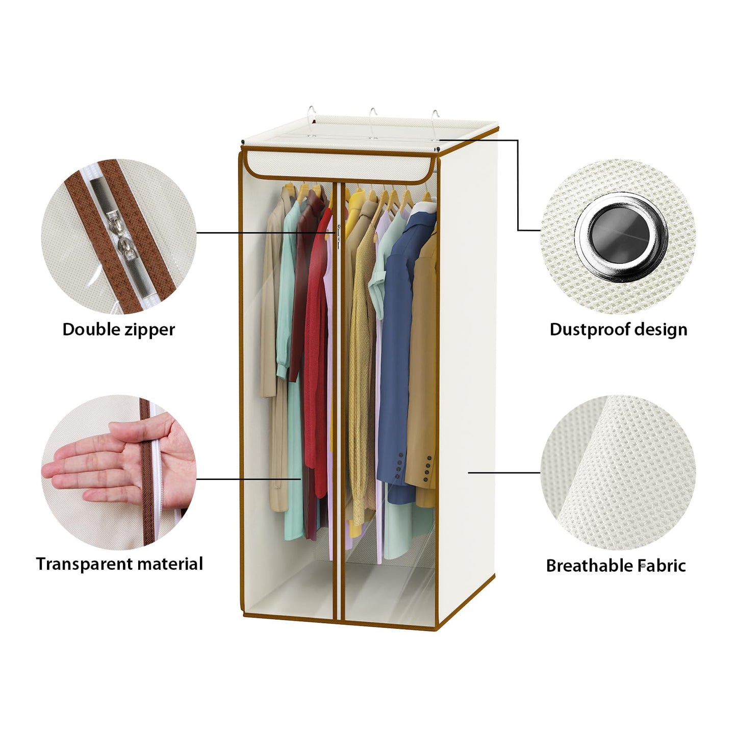 Hanging Garment Dust Cover for Closet | Transparent Double-Zipper Suit & Dress Storage Bag, 110LB Load-Bearing Hanging Clothes Organizer
