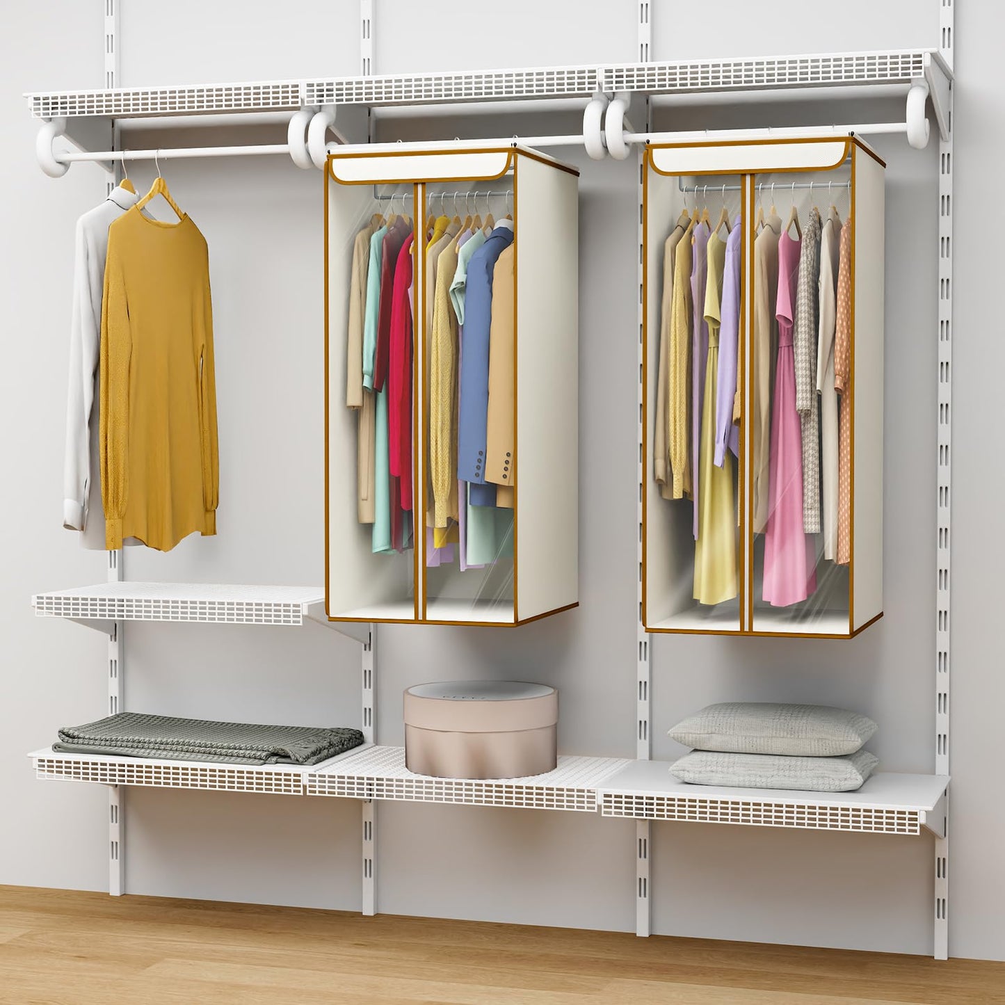Hanging Garment Dust Cover for Closet | Transparent Double-Zipper Suit & Dress Storage Bag, 110LB Load-Bearing Hanging Clothes Organizer
