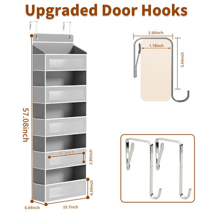 Over-the-Door Hanging Storage Organizer | 5 Large Pockets + 10 Side Pockets, 44LB Heavy-Duty Organizer for Bedroom, Bathroom & Nursery