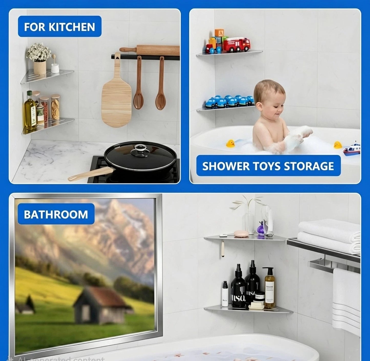 304 Stainless Steel Built-In Bathroom Corner Shelf | 90° Shower Corner Organizer, 2mm Thick Rust-Resistant Shampoo Storage Shelf