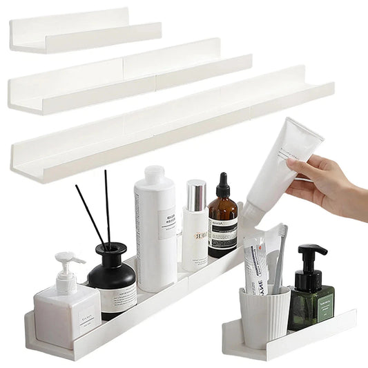 No-Drill Wall-Mounted Bathroom Shelf | Freely Combinable Bathroom Wall Organizer for Toiletries, Skincare, and Perfume