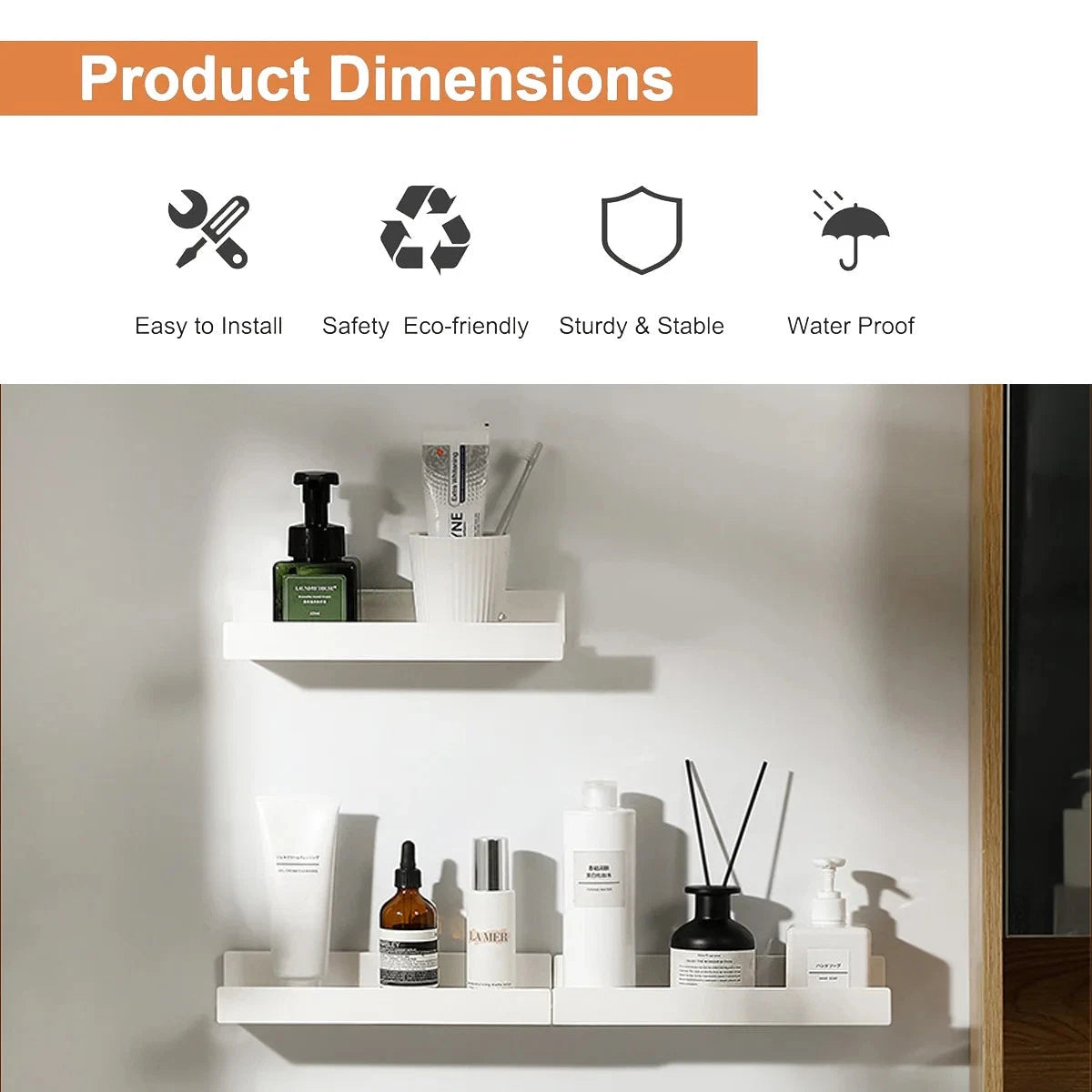 No-Drill Wall-Mounted Bathroom Shelf | Freely Combinable Bathroom Wall Organizer for Toiletries, Skincare, and Perfume