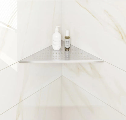 304 Stainless Steel Bathroom Corner Shelf | No-Drill Shower Corner Organizer for Tile Walls, Corner Storage Shelf for Shampoo & Body Wash