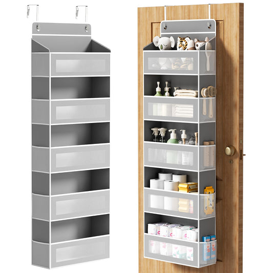 Over-the-Door Hanging Storage Organizer | 5 Large Pockets + 10 Side Pockets, 44LB Heavy-Duty Organizer for Bedroom, Bathroom & Nursery