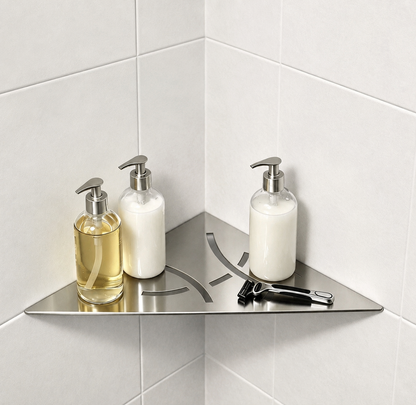 304 Stainless Steel Built-In Bathroom Corner Shelf | 90° Shower Corner Organizer, 2mm Thick Rust-Resistant Shampoo Storage Shelf