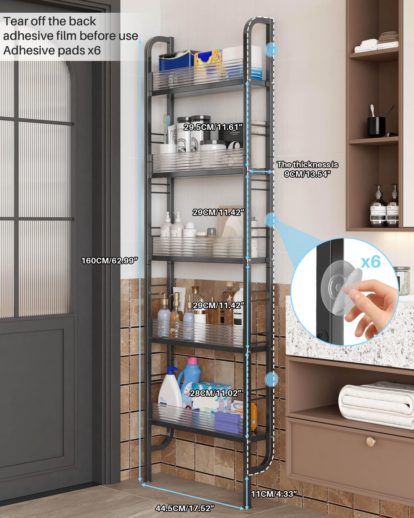 Ultra-Slim Wall-Mounted Storage Rack | No-Drill Multi-Tier Narrow Storage Shelf for Kitchen, Bathroom, Bedroom & Small Spaces