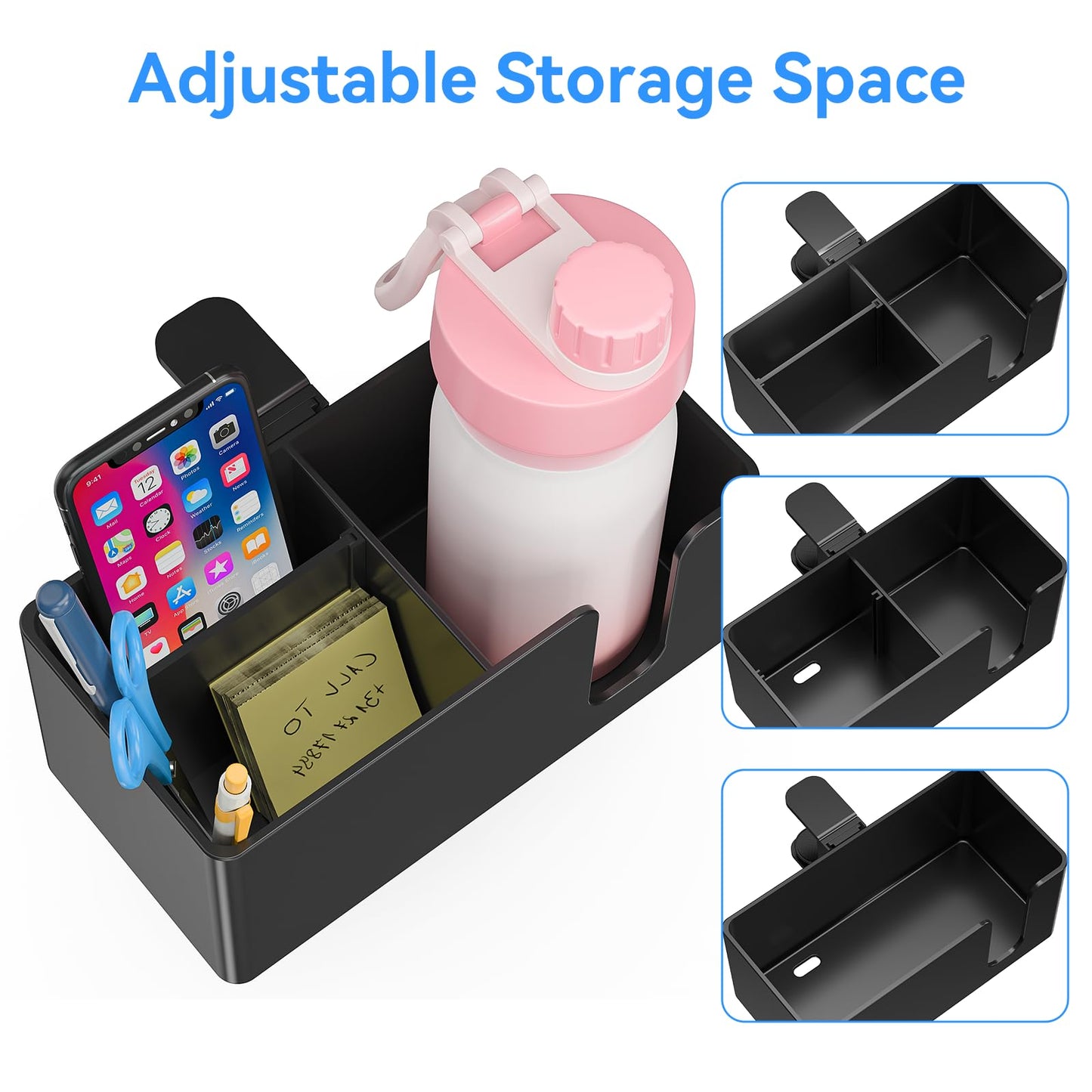 Clamp-On 4-in-1 Desk Organizer | Headphone Hook + Phone Stand + Cup Holder + Pen Storage, No-Drill Adjustable Side-Mount Desk Organizer