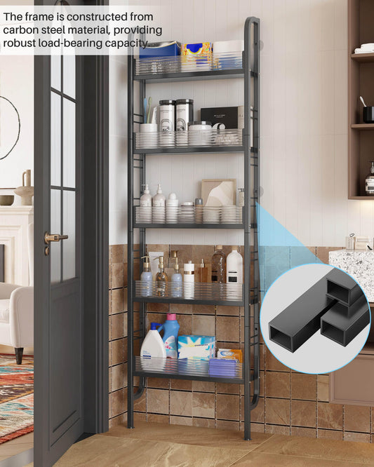 Ultra-Slim Wall-Mounted Storage Rack | No-Drill Multi-Tier Narrow Storage Shelf for Kitchen, Bathroom, Bedroom & Small Spaces
