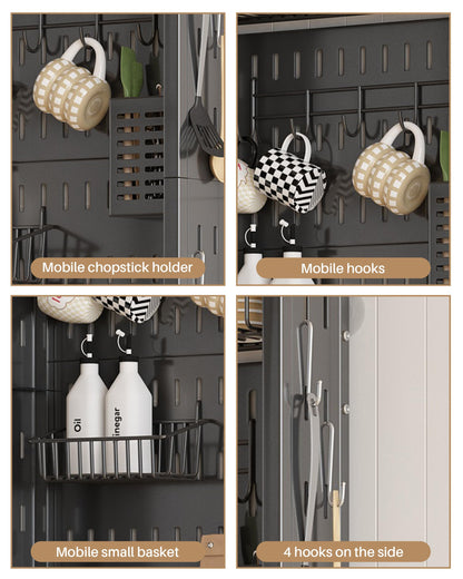 Ultra-Slim Over-the-Door Storage Rack | No-Drill Door-Back Organizer, Multi-Tier Kitchen & Bathroom Storage Rack with Hooks and Cup Holders