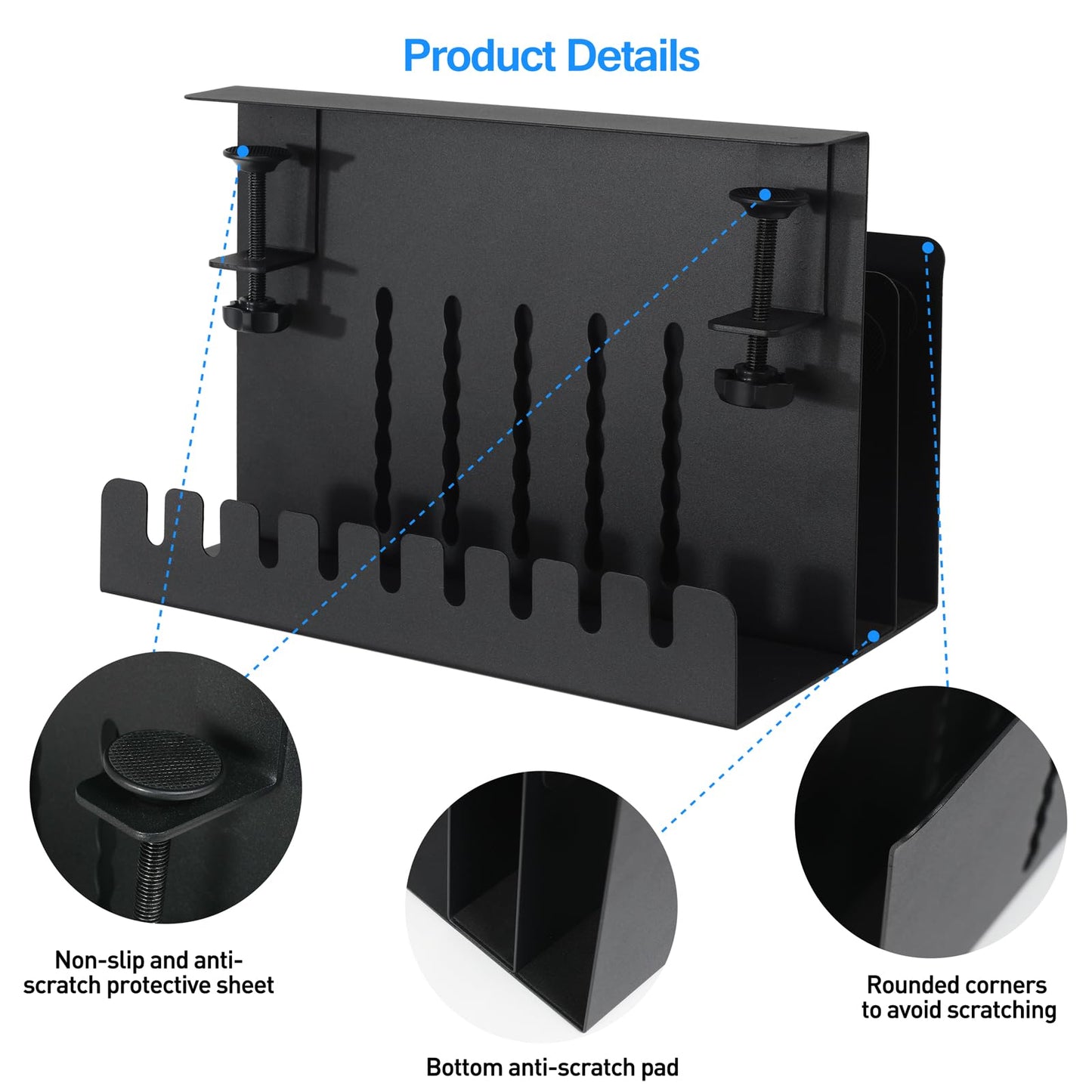 Clamp-On Double-Layer Under-Desk Organizer | No-Drill Desk-Side File Storage Rack with Cable Management Tray, Pen Holders & Tablet Organizer