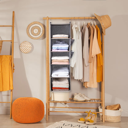 6-Tier Hanging Closet Organizer | Foldable Wardrobe Storage Shelves for Clothes, Sweaters & Pants, 3-Pack Space-Saving Closet Organizer for Bedroom & Dorm