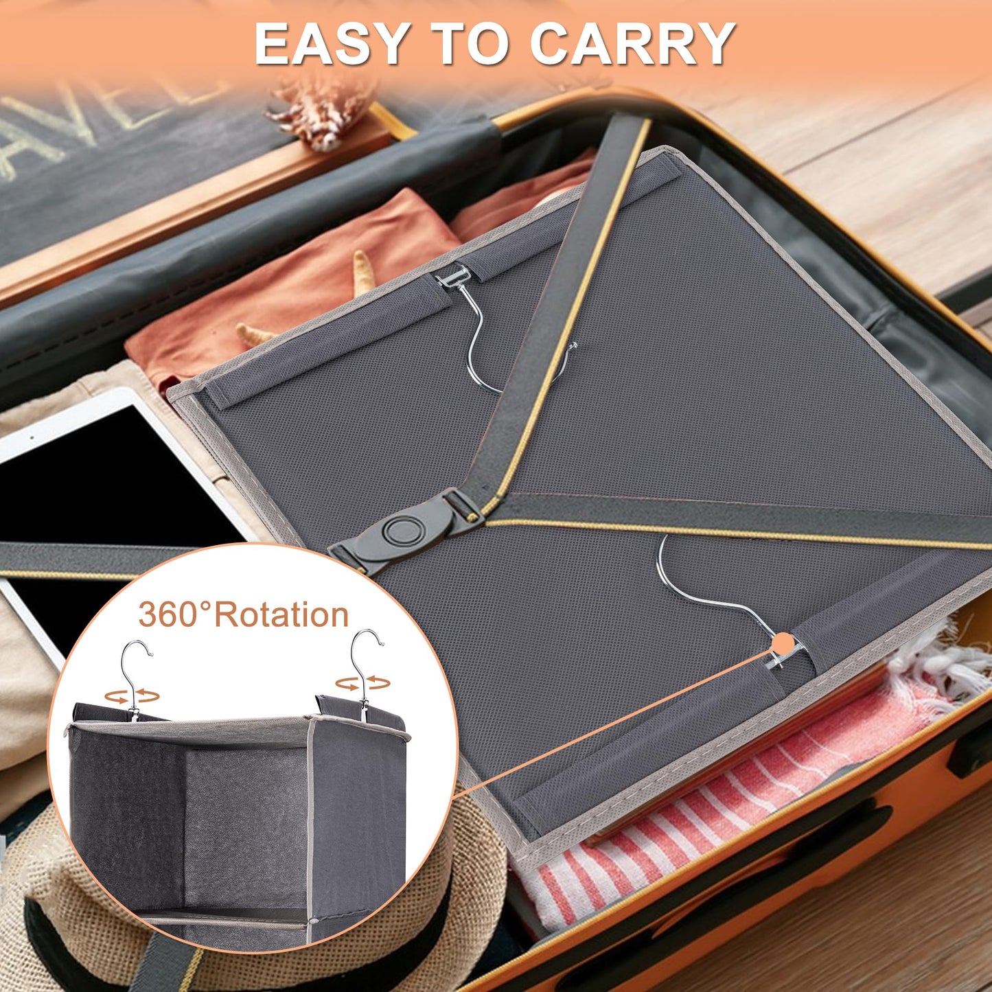 6-Tier Hanging Closet Organizer | Foldable Wardrobe Storage Shelves for Clothes, Sweaters & Pants, 3-Pack Space-Saving Closet Organizer for Bedroom & Dorm