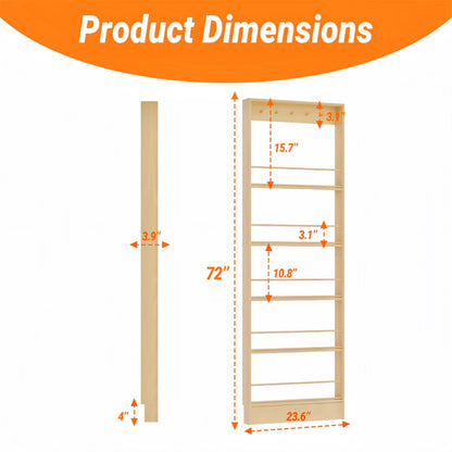 72-Inch Slim Freestanding Storage Shelf | Multi-Tier Kitchen & Living Room Organizer, Space-Saving Narrow Shelving Unit with Anti-Tip Design
