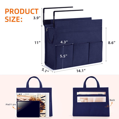 Under-Desk Hanging Storage Bag | No-Drill Side Desk Organizer for Files, Laptop, Books & Office Essentials, Detachable Carry Bag