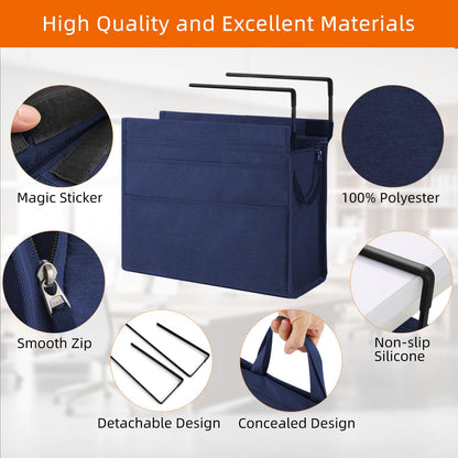 Under-Desk Hanging Storage Bag | No-Drill Side Desk Organizer for Files, Laptop, Books & Office Essentials, Detachable Carry Bag