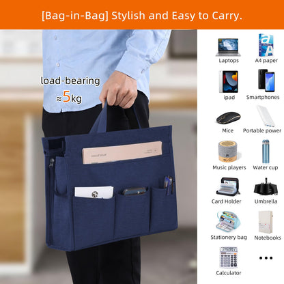 Under-Desk Hanging Storage Bag | No-Drill Side Desk Organizer for Files, Laptop, Books & Office Essentials, Detachable Carry Bag