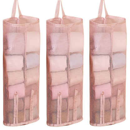 Hanging Underwear Organizer for Closet | Multi-Layer Double-Sided Mesh Organizer for Socks & Underwear, Top-Load Bottom-Dispense Closet Hanging Storage, 3-Pack Space-Saving Wardrobe Organizer
