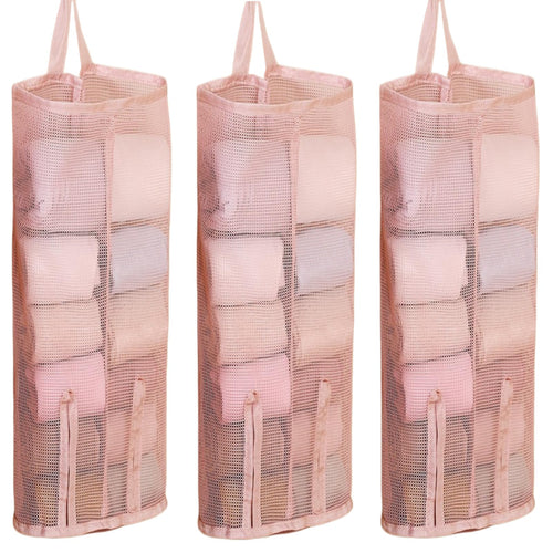 Hanging Underwear Organizer for Closet | Multi-Layer Double-Sided Mesh Organizer for Socks & Underwear, Top-Load Bottom-Dispense Closet Hanging Storage, 3-Pack Space-Saving Wardrobe Organizer