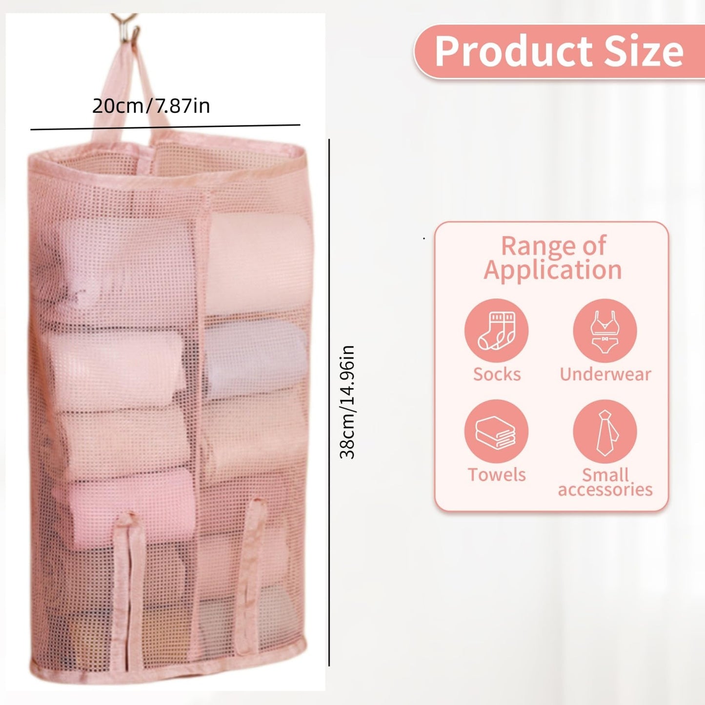 Hanging Underwear Organizer for Closet | Multi-Layer Double-Sided Mesh Organizer for Socks & Underwear, Top-Load Bottom-Dispense Closet Hanging Storage, 3-Pack Space-Saving Wardrobe Organizer