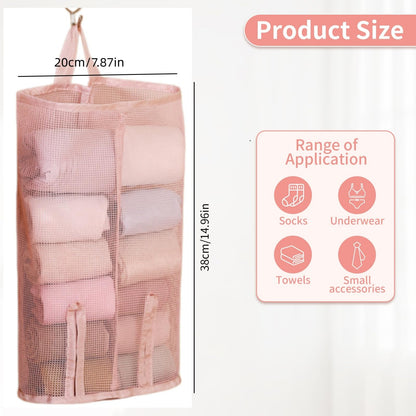Hanging Underwear Organizer for Closet | Multi-Layer Double-Sided Mesh Organizer for Socks & Underwear, Top-Load Bottom-Dispense Closet Hanging Storage, 3-Pack Space-Saving Wardrobe Organizer