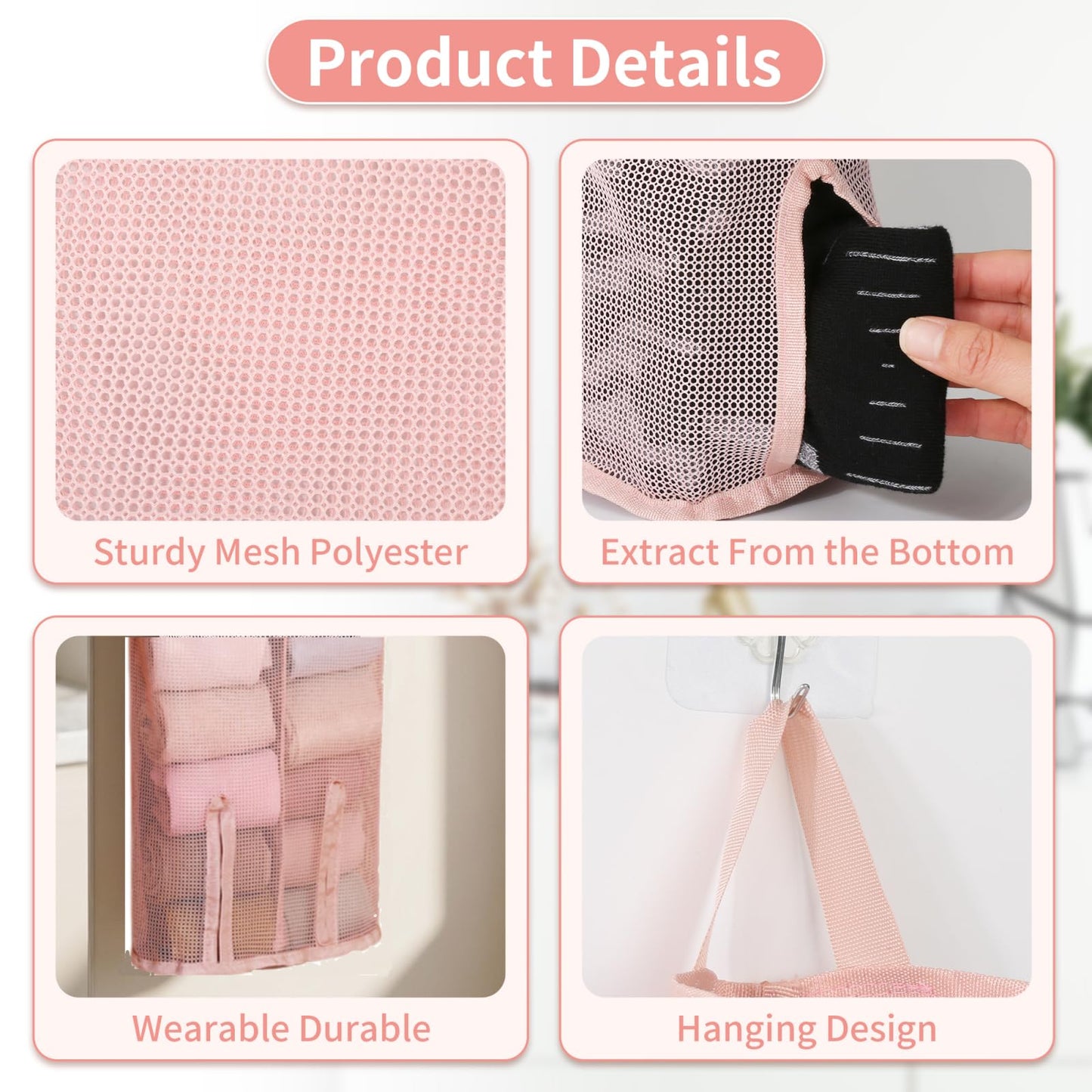 Hanging Underwear Organizer for Closet | Multi-Layer Double-Sided Mesh Organizer for Socks & Underwear, Top-Load Bottom-Dispense Closet Hanging Storage, 3-Pack Space-Saving Wardrobe Organizer