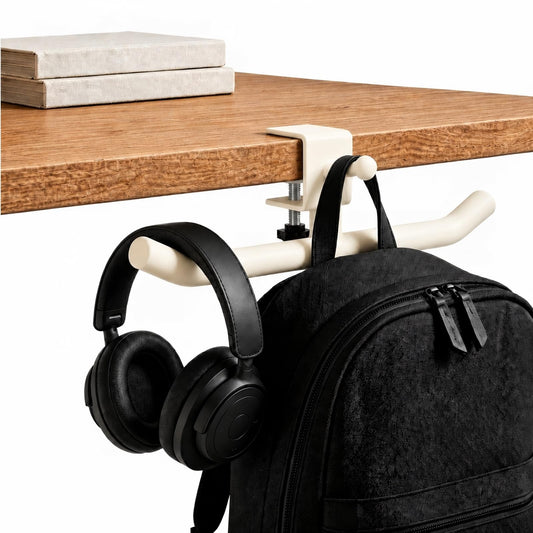 Heavy-Duty 80LB Clamp-On Desk Hook | Rotatable No-Drill Headphone and Backpack Hanger for Under-Desk Bag Storage