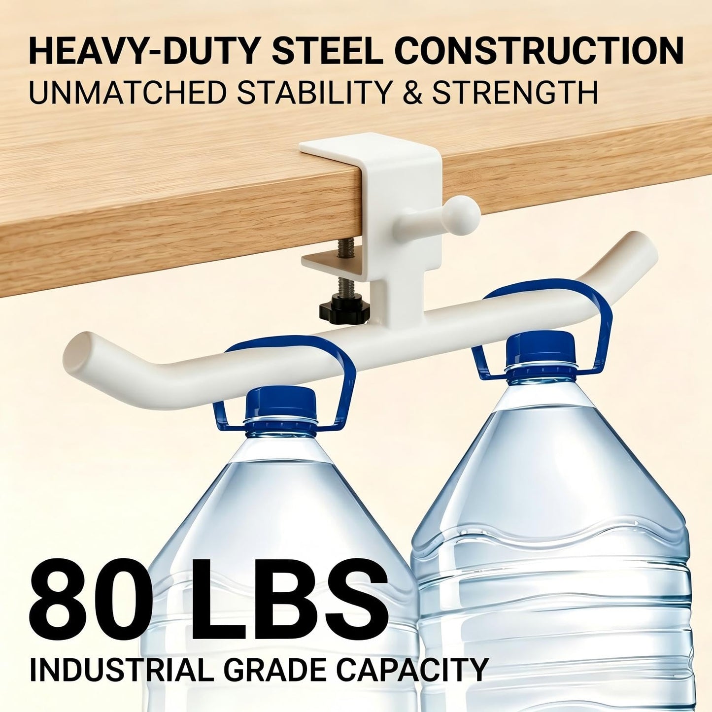 Heavy-Duty 80LB Clamp-On Desk Hook | Rotatable No-Drill Headphone and Backpack Hanger for Under-Desk Bag Storage