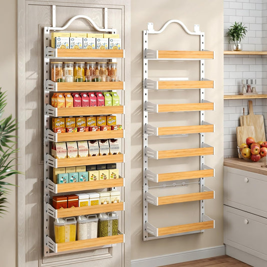 8-Tier Over-the-Door Storage Rack | Adjustable Pantry Door Organizer, Large-Capacity Spice, Snack & Kitchen Storage Shelf