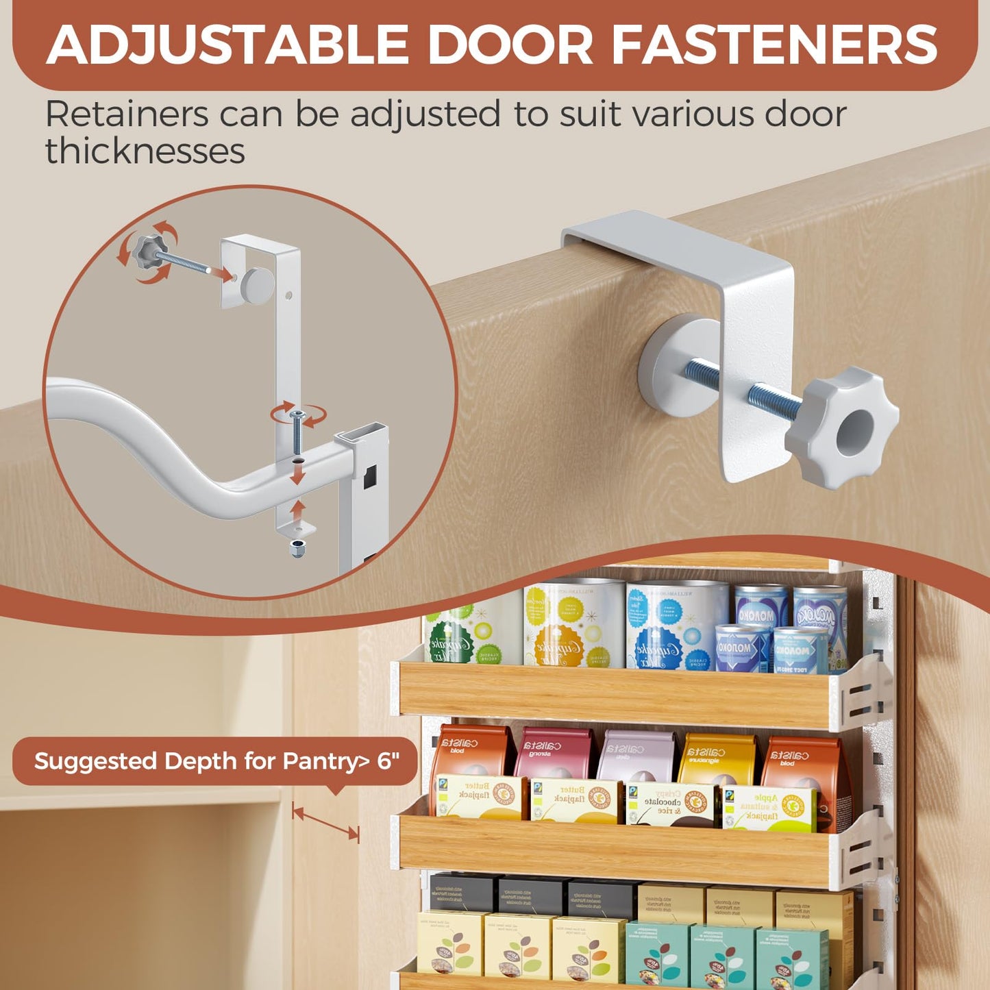 8-Tier Over-the-Door Storage Rack | Adjustable Pantry Door Organizer, Large-Capacity Spice, Snack & Kitchen Storage Shelf