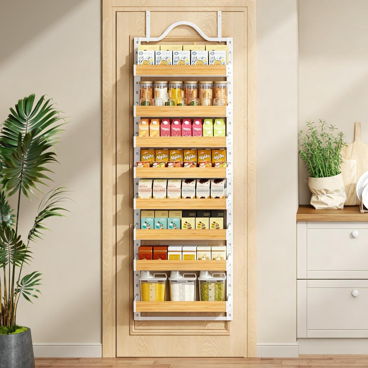 8-Tier Over-the-Door Storage Rack | Adjustable Pantry Door Organizer, Large-Capacity Spice, Snack & Kitchen Storage Shelf