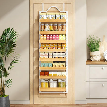 8-Tier Over-the-Door Storage Rack | Adjustable Pantry Door Organizer, Large-Capacity Spice, Snack & Kitchen Storage Shelf